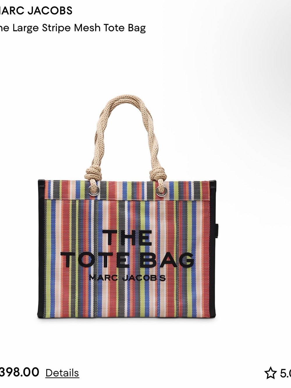 Marc Jacobs Multicolor Stripe Mesh Tote Bag